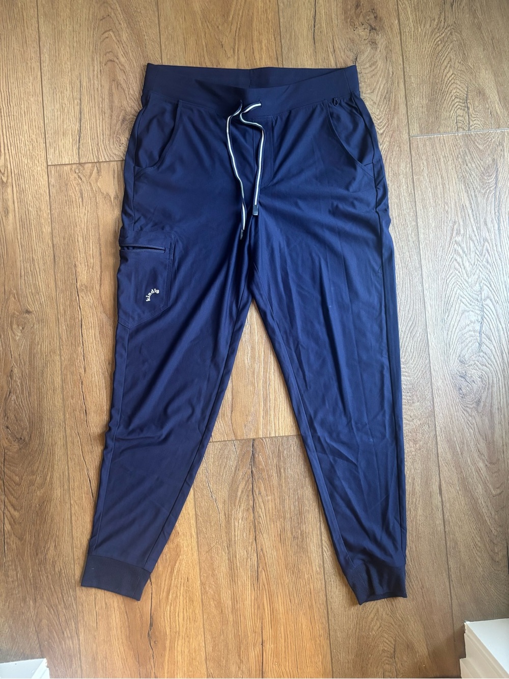 Women's Navy Knit Jogger Scrub Pants with Drawstring Waist